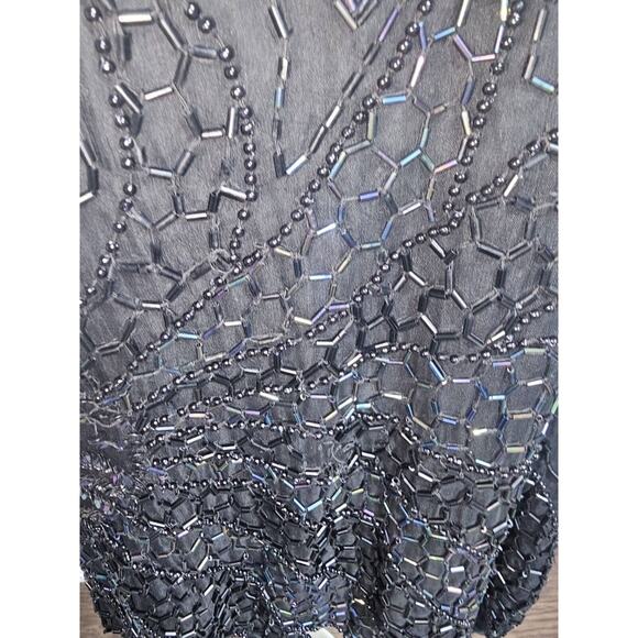 MARK & JOHN BY GOPAL Women Top Size Medium Black w/Beads & Sequins Silk 100% - Picture 3 of 8